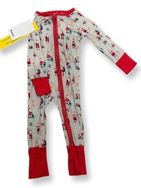 DreamLet Baby Puppy & Santa Print One-Piece Convertible Romper, 3-6 Months, NWT